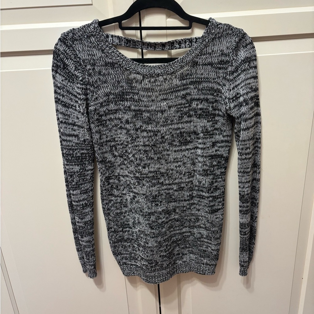 Black & White Marled Knit Sweater